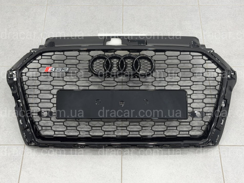 Решетка радиатора стиль RS3 BLACK для Audi A3 2017-2020 артикул 10351