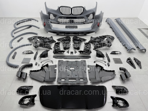 Комплект обвеса X5M F95 BMW для G05 2018-2022 (бампера в сборе, пороги, арки, ноздри, корпуса зеркал, жабры, спойлер) артикул 8847