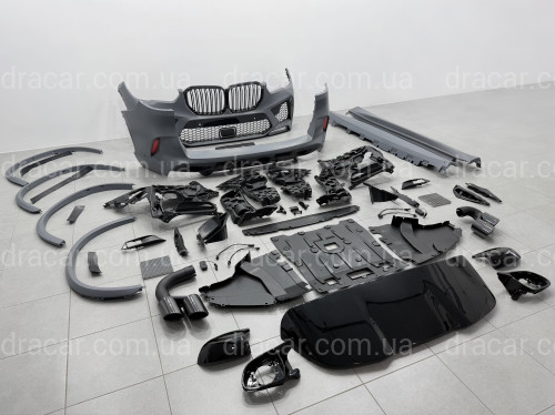 Комплект обвеса X5M F95 BMW для G05 2018-2022 (бампера в сборе, пороги, арки, ноздри, корпуса зеркал, жабры, спойлер) артикул 8847