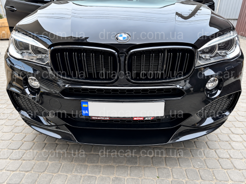 Юбка переднего бампера M-Perfomance для BMW X5 F15 2013-2018 ЧЕРНЫЙ ГЛЯНЕЦ артикул 8435