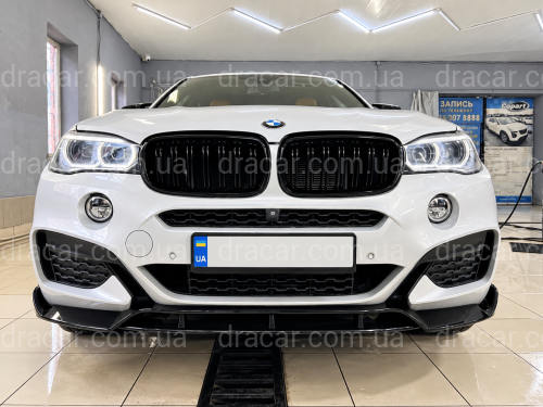 Юбка переднего бампера Paradigma BMW X6 F16 2013-2018, цвет черный глянец артикул 9632