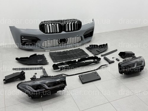 Комплект рестайлинга передней части в стиле M5 LCI 2020+ для BMW 5 series G30 G31 2016-2020 с фарами Shadow Line артикул 10628