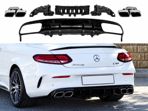 Диффузор заднего бампера с насадками труб AMG63 Mercedes C205 Coupe 2015-2022
