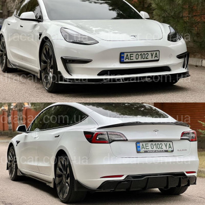 Комплект обвісу Tesla Model 3 2017- ABS пластик, колір чорний глянець артикул 7979