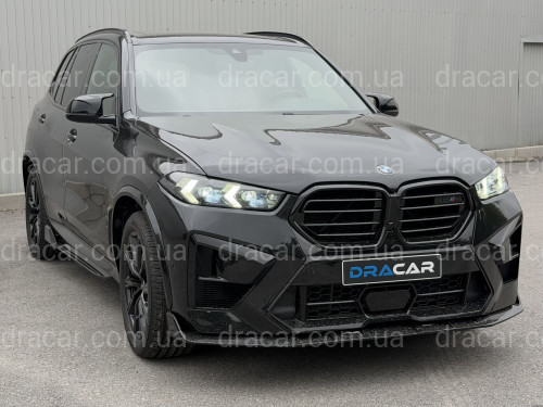 Спідниця накладка переднього бампера BMW X5M G05 F95 2023+ ABS пластик, чорний глянець артикул 10170