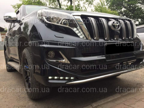 Спідниця переднього бампера Modelista LED Toyota Land Cruiser Prado 150 2013+ ABS чорний колір артикул 5400