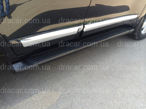Молдінги на двері Toyota Land Cruiser 200 2007-2015 рестайлінг 2012, колір чорний 202 (широкі 15см) артикул 3064