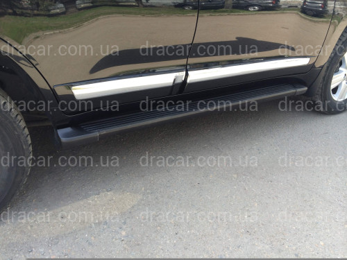 Молдінги на двері Toyota Land Cruiser 200 2007-2015 рестайлінг 2012, колір чорний 202 (широкі 15см) артикул 3064