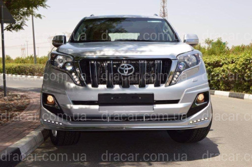 Спідниця переднього бампера Modelista LED Toyota Land Cruiser Prado 150 2013+ ABS чорний колір артикул 5400