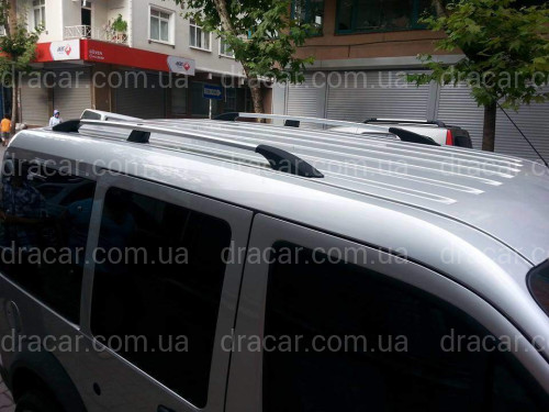 Рейлінги на дах з металевими кріпленнями Ford Connect 2004-2011 Коротка база 2007-2015 колір під хром (полірований алюміній) артикул 5909