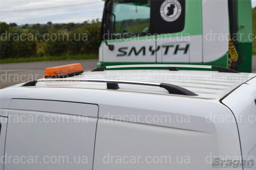 Рейлінги на дах з металевими кріпленнями Ford Connect 2004-2011 ДОВГА БАЗА 2007-2015 колір під хром (полірований алюміній) артикул 5910