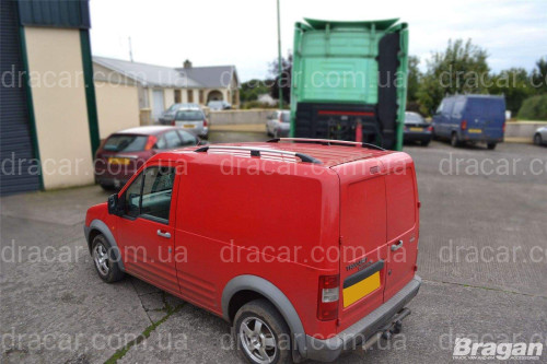 Рейлінги на дах з металевими кріпленнями Ford Connect 2004-2011 Коротка база 2007-2015 колір під хром (полірований алюміній) артикул 5909