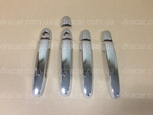 Накладки на ручки WELLSTAR Toyota Corolla 02-12 / Auris 07-12 / Camry 30 02-06 / Rav-4 00-05 / Yaris 05-12 / Hilux 05-12 / Terios 06 - хромований пластик 4шт. звичайний ключ артикул 5180