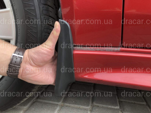 Бризковики Mitsubishi Lancer X під поріг (до рейсталінгу) комплект 4 шт. артикул 6820