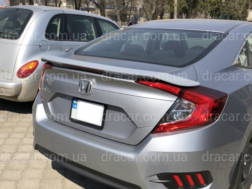 Спойлер багажника Honda Civic зі стоп сигналом 2016-ABS пластик під фарбування артикул 6922