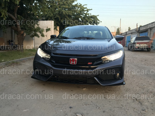 Решітка радіатора SI для Honda Civic 4D тІльки SI / 5D 2016 - з віями, чорний колір (без емблеми) артикул 6968