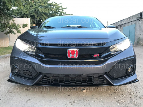 Решітка радіатора SI для Honda Civic 4D тІльки SI / 5D 2016 - з віями, чорний колір (без емблеми) артикул 6968