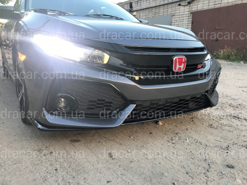 Решітка радіатора SI для Honda Civic 4D тІльки SI / 5D 2016 - з віями, чорний колір (без емблеми) артикул 6968