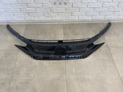 Решітка радіатора SI для Honda Civic 4D тІльки SI / 5D 2016 - з віями, чорний колір (без емблеми) артикул 6968