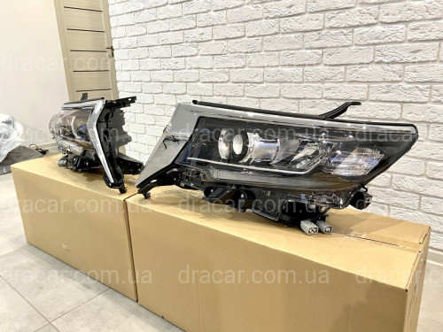 Фари Full Led Toyota Land Cruiser Prado 150 рестайлінг 2018+ (ліва+права) замість галогену, в комплекті з віями артикул 6842