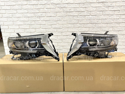 Фари Full Led Toyota Land Cruiser Prado 150 рестайлінг 2018+ (ліва+права) замість галогену, в комплекті з віями артикул 6842