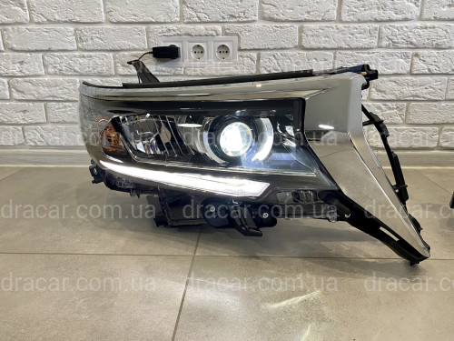 Фари Full Led Toyota Land Cruiser Prado 150 рестайлінг 2018+ (ліва+права) замість галогену, в комплекті з віями артикул 6842