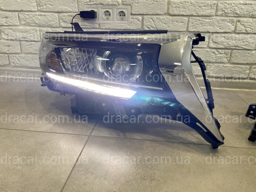 Фари Full Led Toyota Land Cruiser Prado 150 рестайлінг 2018+ (ліва+права) замість галогену, в комплекті з віями артикул 6842