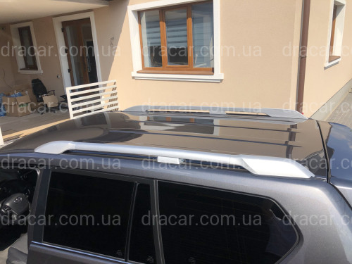 Рейлінги на дах Toyota Land Cruiser Prado 150 2009-2020 якість оригіналу (алюміній 2шт.) КОЛІР СРІБЛО артикул 7273