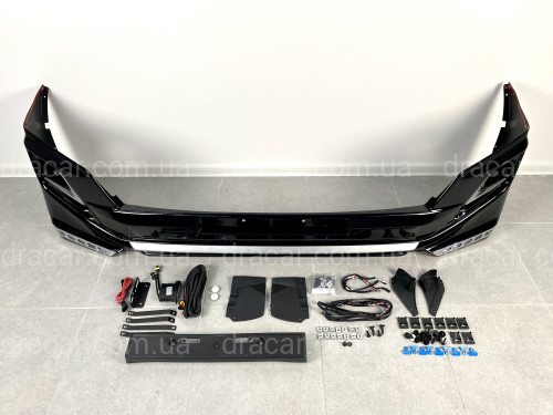 Спідниця переднього бампера Modelista LED Toyota Land Cruiser Prado 150 2013+ ABS чорний колір артикул 5400