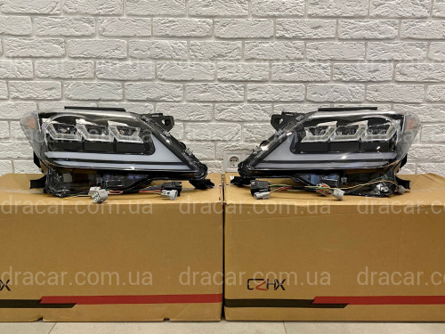 Фари Full LED 3 лінзи Lexus LX 570 2012-2015 у стилі рестайлінг 2016 артикул 7639