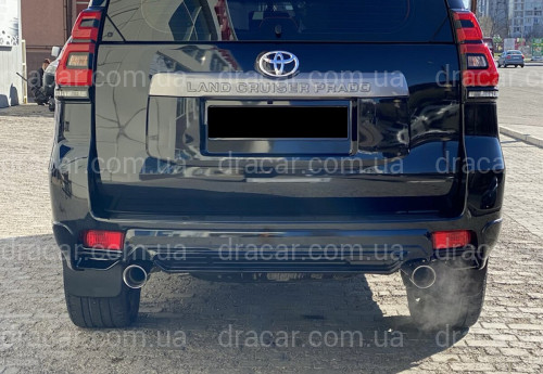 Спідниця заднього бампера TRD Toyota Land Cruiser Prado 150 2017-2022 колір чорний (бічні кути + центр вставка) 3 частини артикул 7645