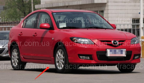 Бризковики Mazda 3 СЕДАН З ПОРОГАМИ 2006-2008, комплект 4шт. артикул 6567