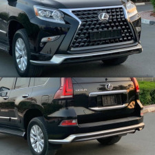 Комплект обвісу Lexus GX 460 2014-2021 сірий колір (спідниці передня та задня, хром молдінг)