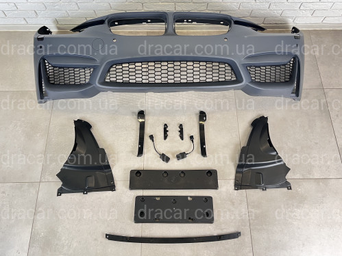 Передній бампер M3 стиль BMW 3 Series F30 F31 2012-2018 (під омивачі / з отворами під парктроніки) артикул 7916