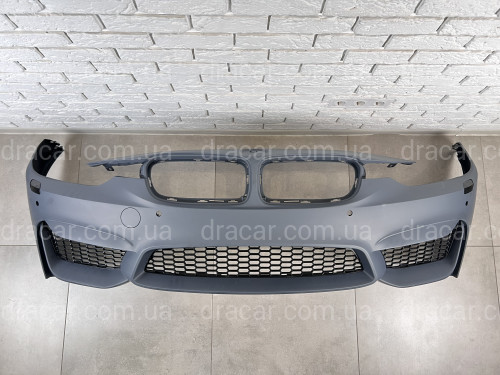 Передній бампер M3 стиль BMW 3 Series F30 F31 2012-2018 (під омивачі / з отворами під парктроніки) артикул 7916