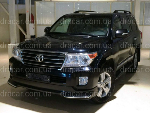 Спідниця переднього бампера Toyota Land Cruiser 200 2012-2015 у чорному кольорі артикул 3416
