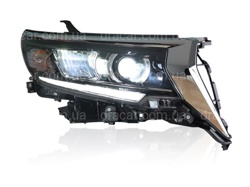 Фари Full Led Toyota Land Cruiser Prado 150 рестайлінг 2018+ (ліва+права) замість галогену, в комплекті з віями артикул 6842