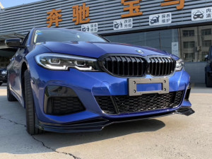 Накладка переднього бампера юбка M performance BMW 3 series G20 G21 2018-2022 абс пластик, чорний глянець