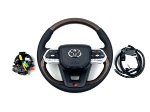 Кермо з підігрівом із темним деревом у зборі Toyota Land Cruiser 200 / Prado 150 у стилі LC 300 GR