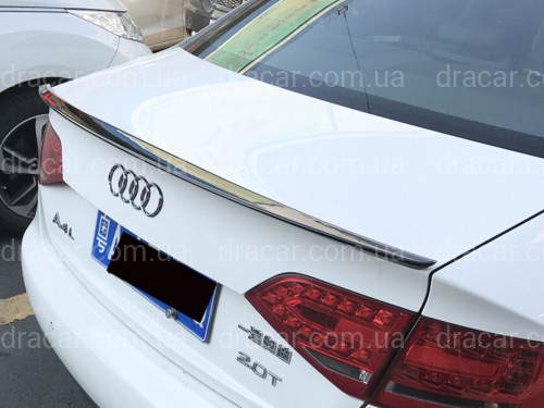 Спойлер лип на багажник Audi A4 B8 2008-2015 ABS пластик, колір чорний глянець артикул 8372