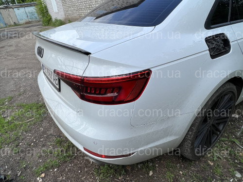 Спойлер лип на багажник Audi A4 B9 2015-ABS пластик, колір чорний глянець артикул 8379