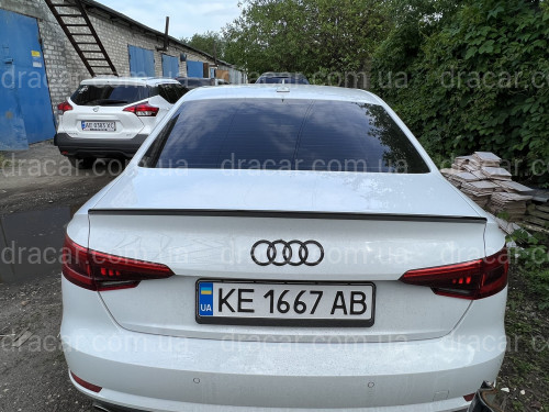 Спойлер лип на багажник Audi A4 B9 2015-ABS пластик, колір чорний глянець артикул 8379