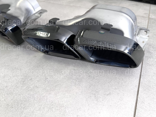 Насадки на вихлопні труби AMG C63 Mercedes Benz C Class W205 2019-2021 чорні артикул 8409