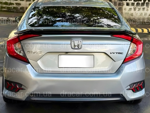Спойлер багажника Honda Civic зі стоп сигналом 2016-ABS пластик, чорний глянець артикул 8419