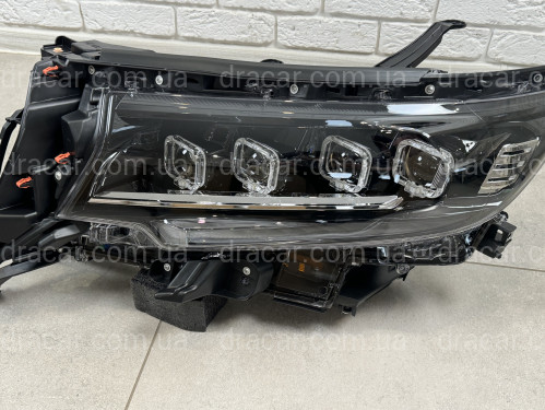 Led фари 4 лінзи стиль BUGATTI для Toyota Land Cruiser Prado 150 рестайлінг 2018-2023 артикул 8451