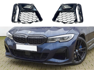 Накладки бампера М340i для BMW 3 series G20 G21 2018-2022 колір чорний, 2шт.
