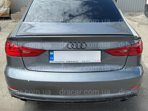 Спойлер ліп на багажник Audi A3 2013-2020 ABS пластик, чорний глянець артикул 8501