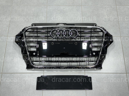 Решітка радіатора для Audi A3 2012-2016 чорна з хромом артикул 8703
