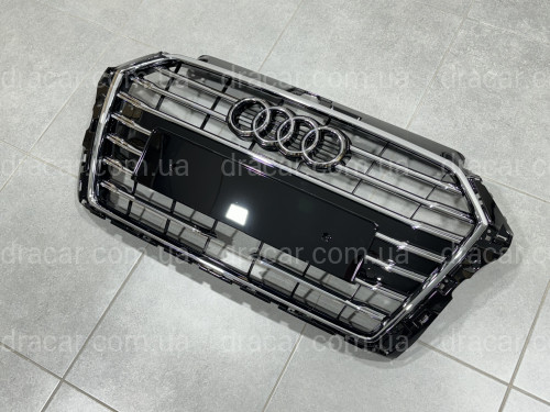 Решітка радіатора с дистроніком для Audi A3 2017-2020 чорна з хромом артикул 8704