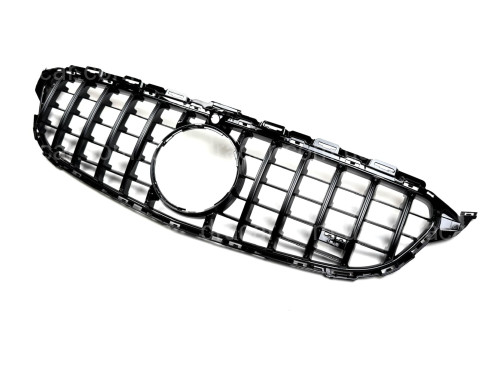 Решітка радіатора GT BLACK Mercedes C-Class W205 2014-2018 ПІД КАМЕРУ артикул 8780